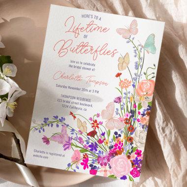 Boho spring wildflowers butterflies bridal shower Invitations