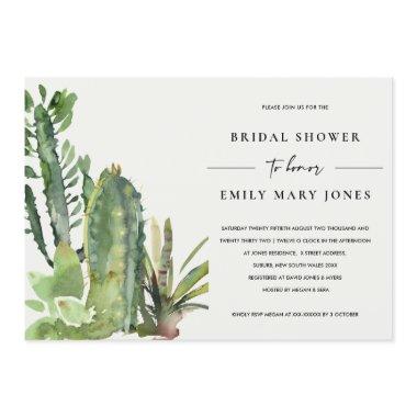 BOHO SUCCULENT DESERT CACTI FAUNA BRIDAL SHOWER Invitations