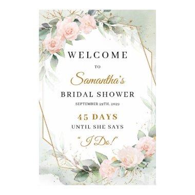 Boho succulent eucalyptus Bridal Shower count down Poster