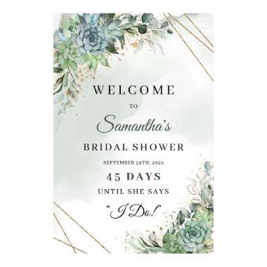 Boho succulent eucalyptus Bridal Shower count down Poster