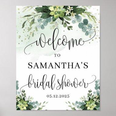 Boho succulent floral bridal shower welcome sign