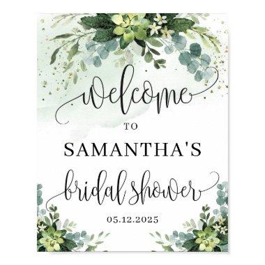 Boho succulent floral bridal shower welcome sign