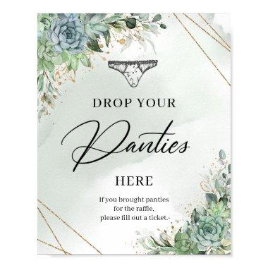 Boho succulents gold Drop your Panties here Sign