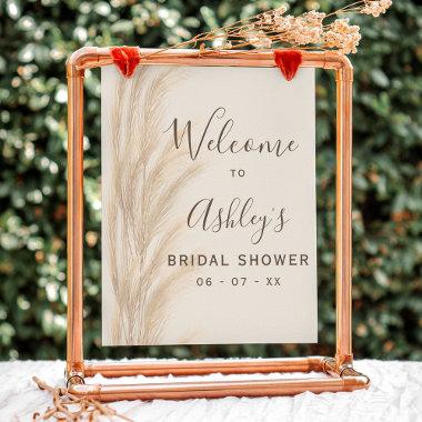 Boho summer pampas grass bridal shower welcome poster