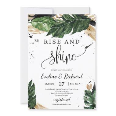 Boho summer tropical leaves gold rise and shine
