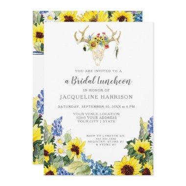 BOHO Sunflower Deer Skull Antlers Bridal Luncheon