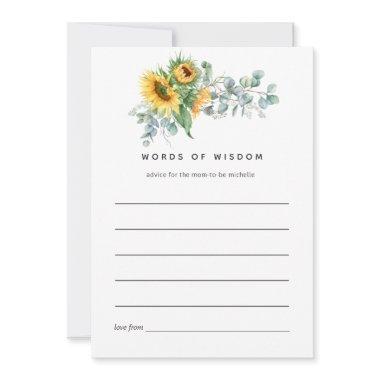 Boho Sunflower Eucalyptus Bridal Shower Advice Card