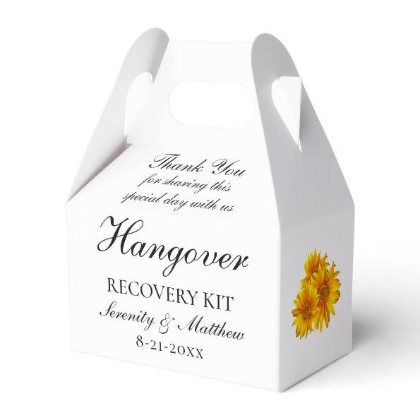 Boho Sunflower Yellow Floral Wedding Hangover Kit Favor Boxes