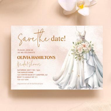 Boho Terracotta Bridal Shower Save the Date Invitations