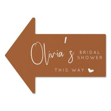 Boho Terracotta bridal shower this way arrow sign