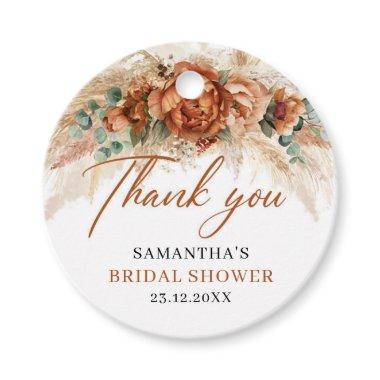 Boho terracotta burnt orange floral bridal shower favor tags