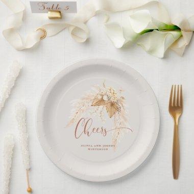 Boho Terracotta Dried Flowers and Pampas Grass Paper Plates