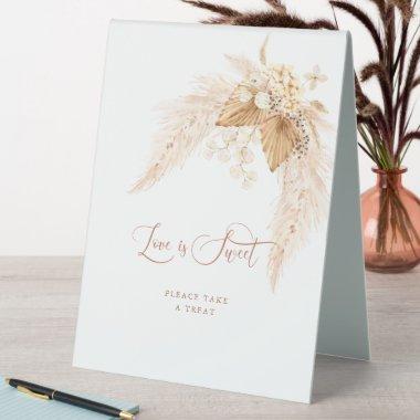 Boho Terracotta Dried Flowers Love Is Sweet Table Tent Sign