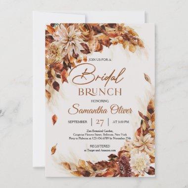 Boho terracotta fall and autumn rust Bridal brunch Invitations