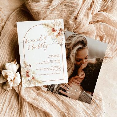 Boho Terracotta Pampas Grass Bridal Brunch Invitations