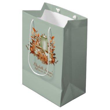 Boho Terracotta Sage Tea Party Baby Bridal Shower Medium Gift Bag