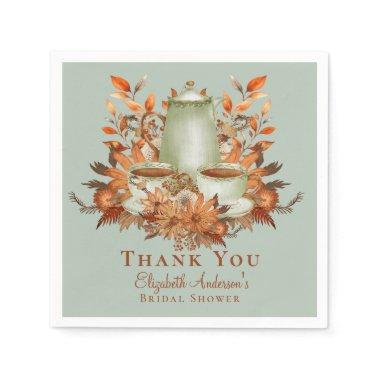 Boho Terracotta Sage Tea Party Dining Tableware Napkins