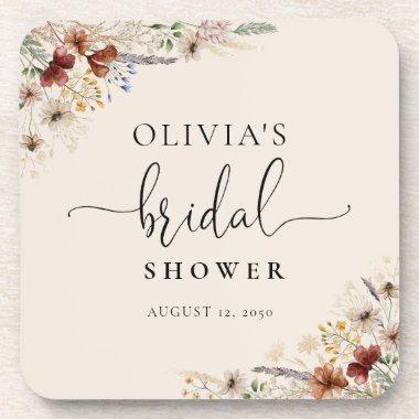 Boho Tiny Wildflower  Beverage Coaster