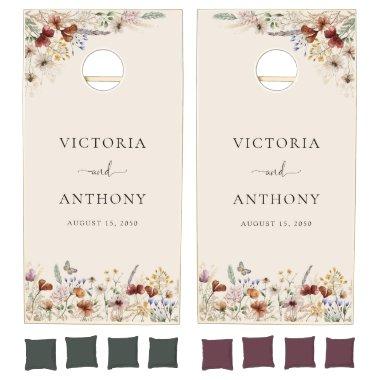 Boho Tiny Wildflower  Cornhole Set