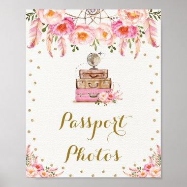Boho Travel Miss to Mrs Floral Passport Photos Poster