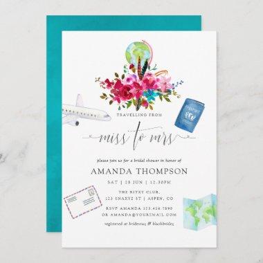 Boho Traveling From Miss To Mrs Bridal Shower Invitations