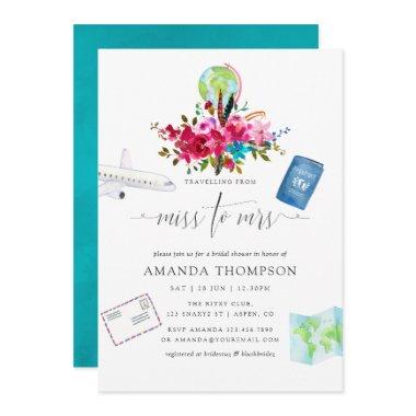 Boho Traveling From Miss To Mrs Bridal Shower Invitations