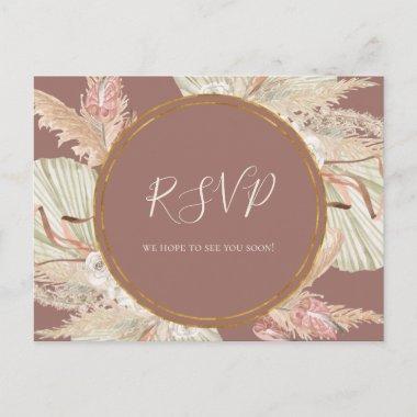 Boho Tropical Botanical | Dusty Rose Wedding RSVP PostInvitations