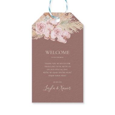 Boho Tropical Botanical Dusty Rose Wedding Welcome Gift Tags