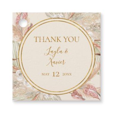 Boho Tropical Botanical Ivory and Green Thank You Favor Tags