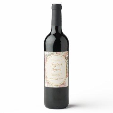 Boho Tropical Botanical | Ivory Wedding Wine Label