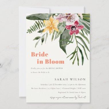 Boho Tropical Floral Bride In Bloom Bridal Shower Invitations