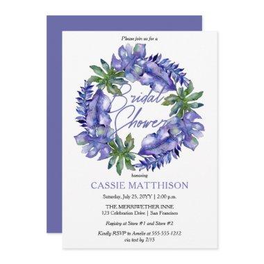 Boho Tropical Leaves Purple | Green Bridal Shower Invitations