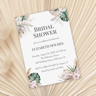 Boho Tropical Orchid Bridal Shower Invitations