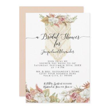 Boho Tropical Pampas Grass Floral Bridal Shower Invitations