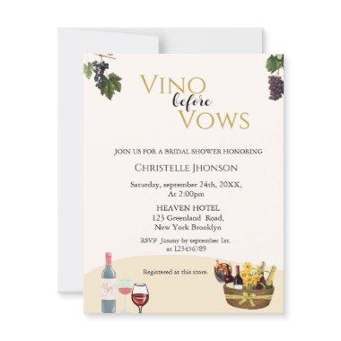 Boho Vino before vows bridal shower Invitations