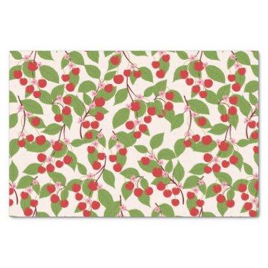 Boho Vintage Red Cherries Summer  Tissue Paper