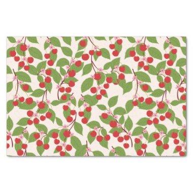 Boho Vintage Red Cherries Summer Bridal Shower Tissue Paper