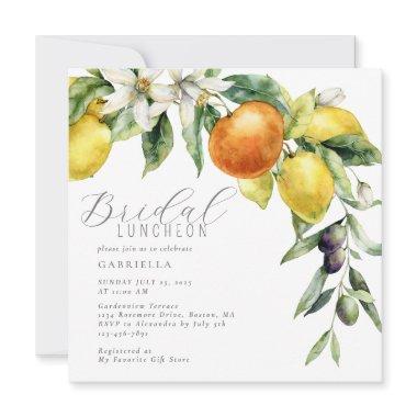 Boho Watercolor Citrus Lemon Orange Bridal Shower Invitations