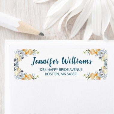 Boho Watercolor Coral Floral  Yard Si Label