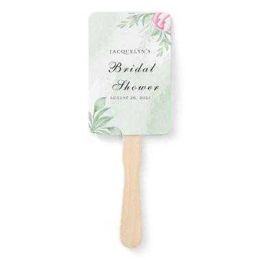 Boho Watercolor Eucalyptus Greenery Bridal Shower Hand Fan