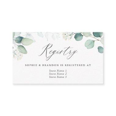 Boho Watercolor Eucalyptus Leaves Wedding Registry Enclosure