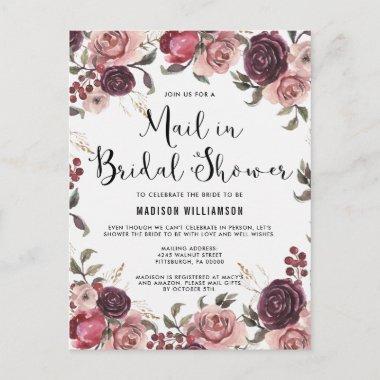 Boho Watercolor Fall Floral Mail in Bridal Shower PostInvitations