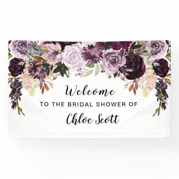 Boho Watercolor Floral Bridal Shower Welcome Banner