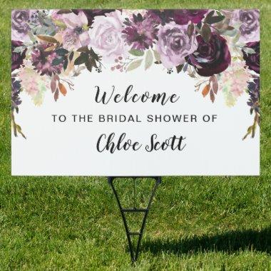 Boho Watercolor Floral Bridal Shower Welcome Yard Sign