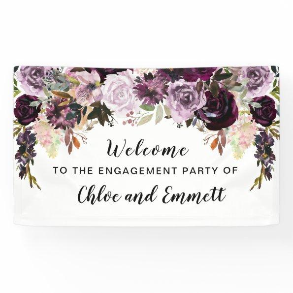Boho Watercolor Floral Engagement Party Welcome Banner