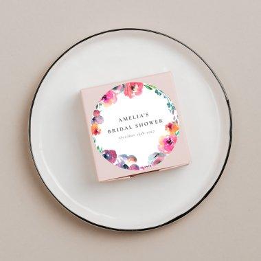 Boho Watercolor Floral Wreath Bridal Shower Classic Round Sticker