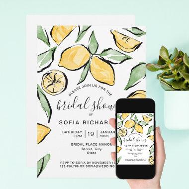 Boho Watercolor Lemon Citrus Greenery Summer Invitations