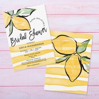 Boho Watercolor Lemon Citrus Greenery Summer Invitations