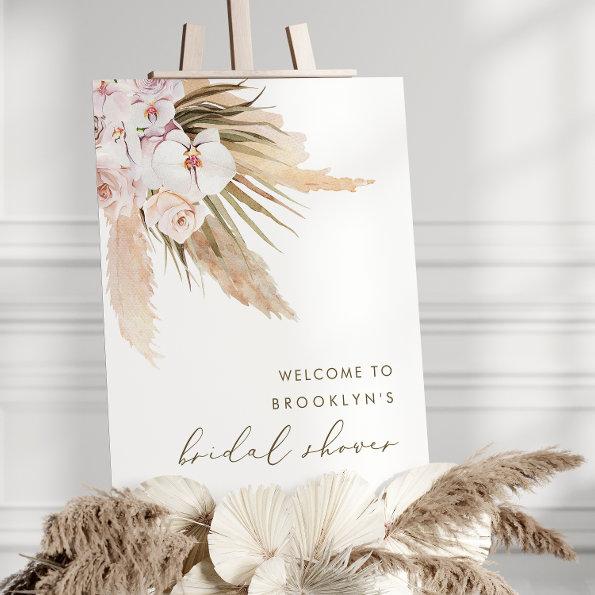 Boho Watercolor Pampas Grass Bridal Shower Welcome Foam Board