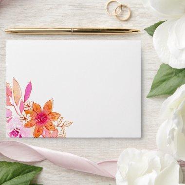 Boho Watercolor Pink Orange Flowers  Envelope